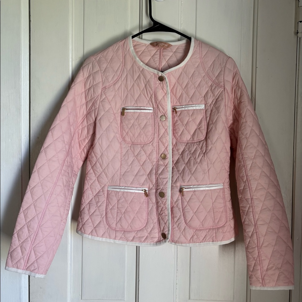 On Parle De Vous Paris Pink Light Weight Quilted Jacket Snap Buttons